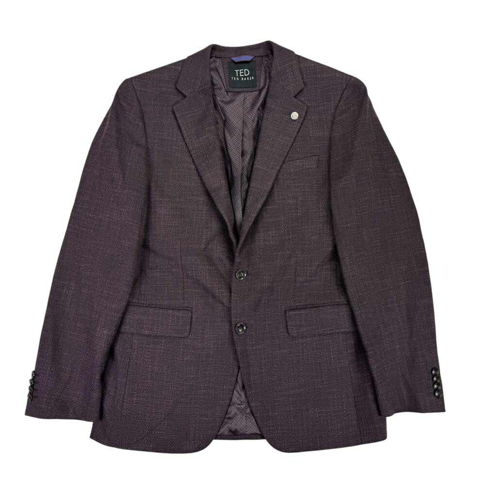 Ted Baker Mens Modern Fit Stretch Textured Sport Coat Maroon 38R